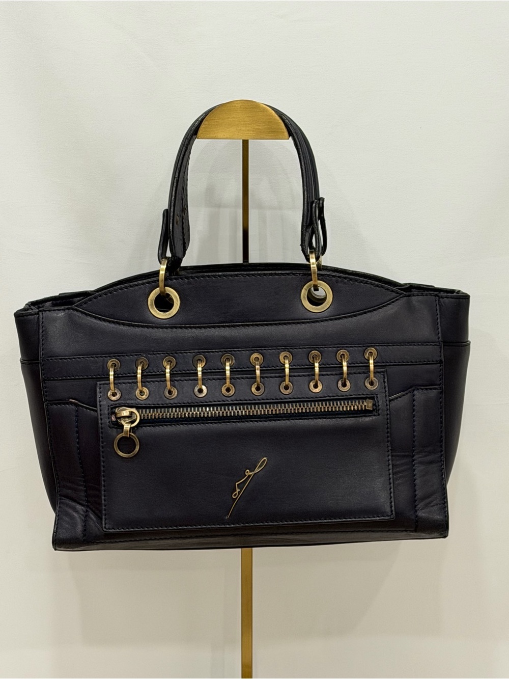 Michael Teperson Toaster Black Leather Top Handle Bag Made Italy